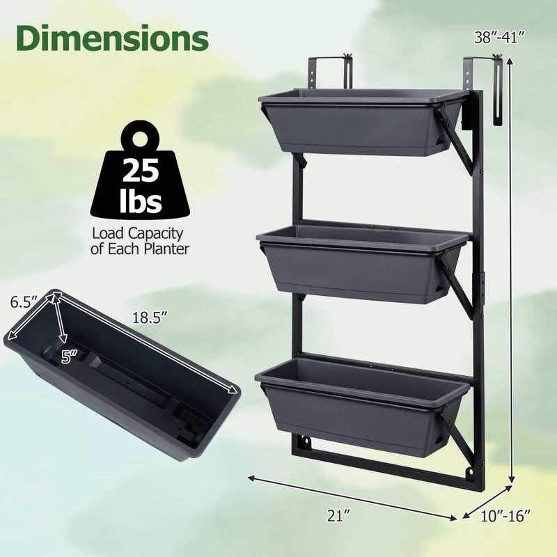 Deck Railing Planter Box with 3-Tier Adjustable Design by DirectDeals