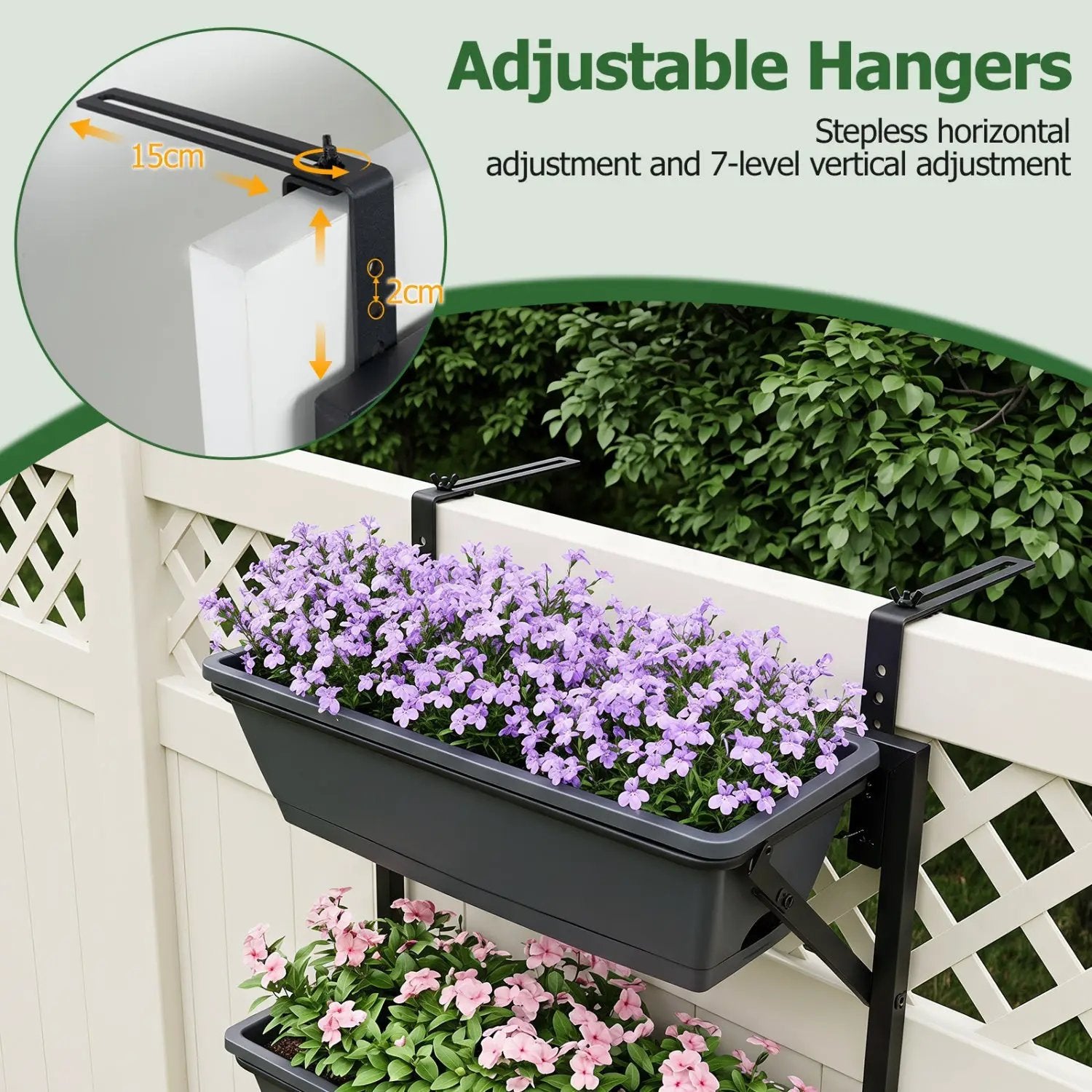 Deck Railing Planter Box with 3-Tier Adjustable Design by DirectDeals