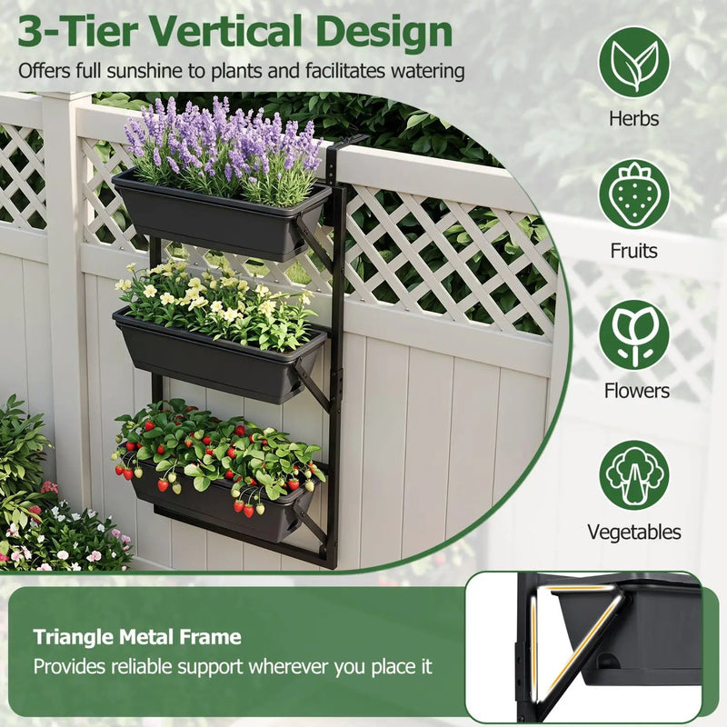 Deck Railing Planter Box with 3-Tier Adjustable Design by DirectDeals