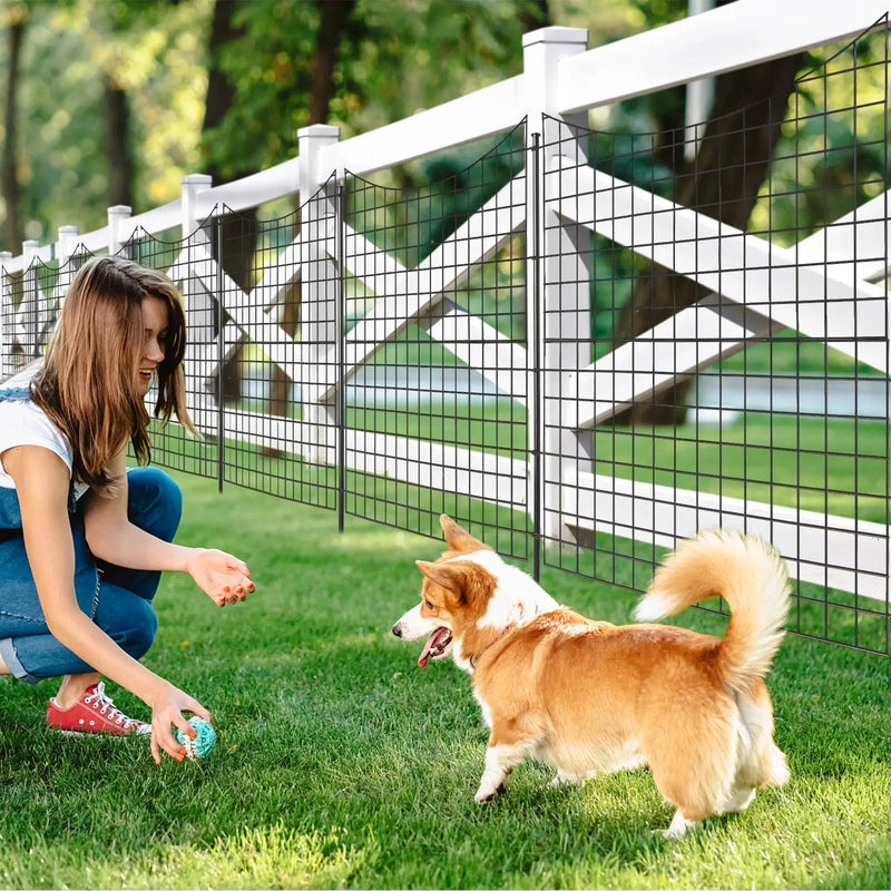 Decorative Garden Fence with 5 Panels and 5 Stakes-Black by DirectDeals