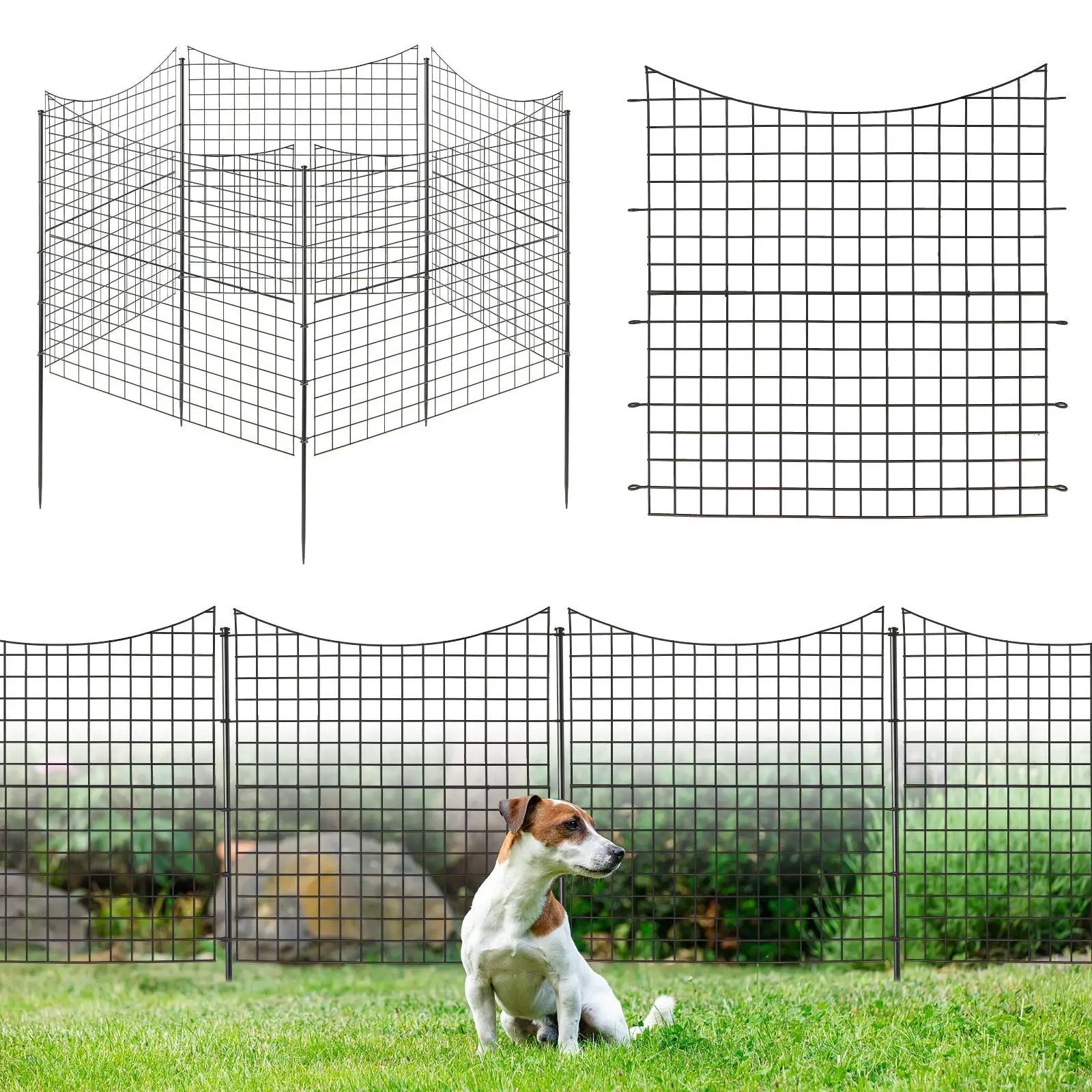 Decorative Garden Fence with 5 Panels and 5 Stakes-Black by DirectDeals