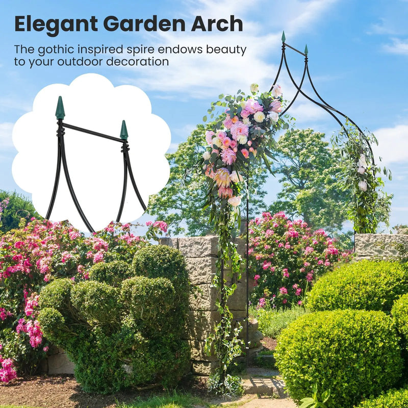 9.5 Feet Decorative Metal Garden Arch for Vine Rose Climbing Wedding Ceremony Party Decoration by DirectDeals