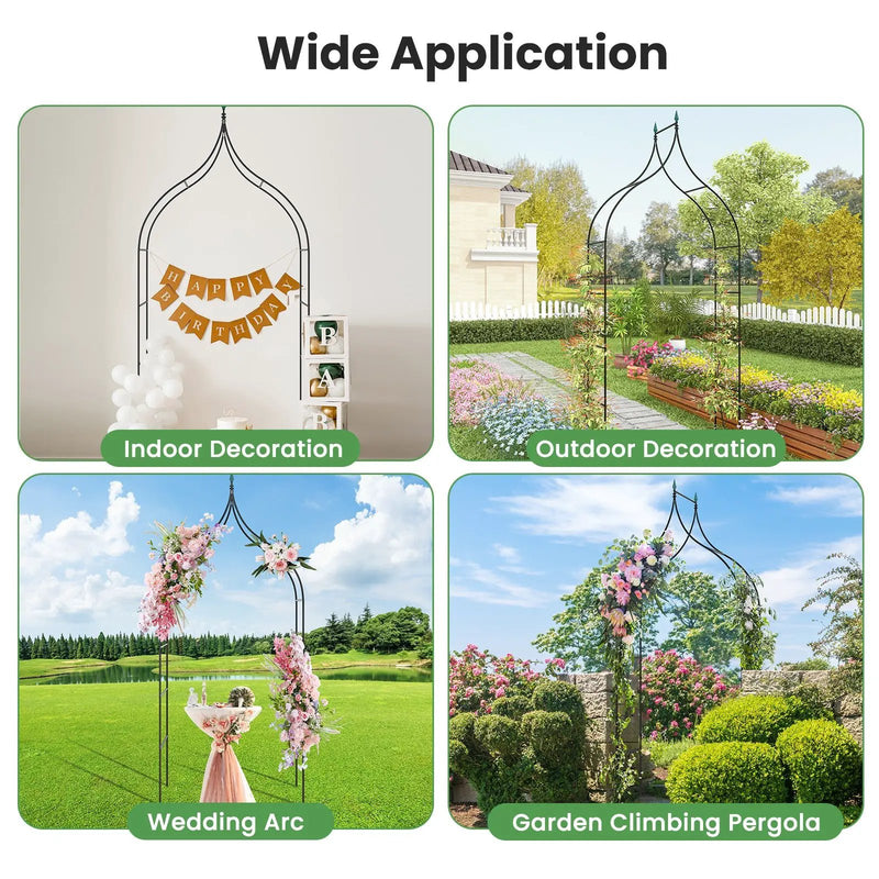 9.5 Feet Decorative Metal Garden Arch for Vine Rose Climbing Wedding Ceremony Party Decoration by DirectDeals