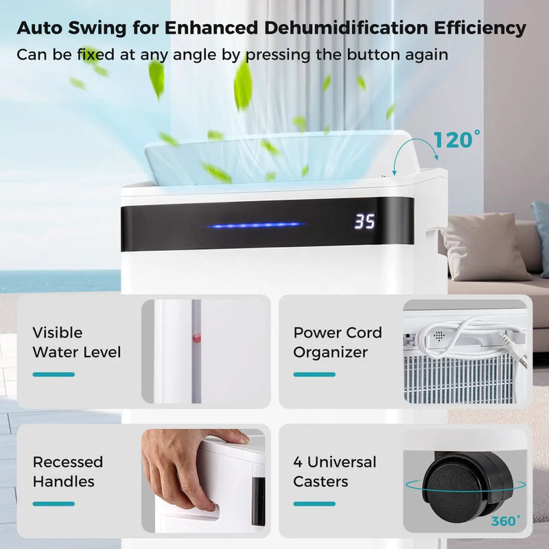 4500 Sq. Ft 57 Pint Dehumidifier for Home and Basement-White by DirectDeals