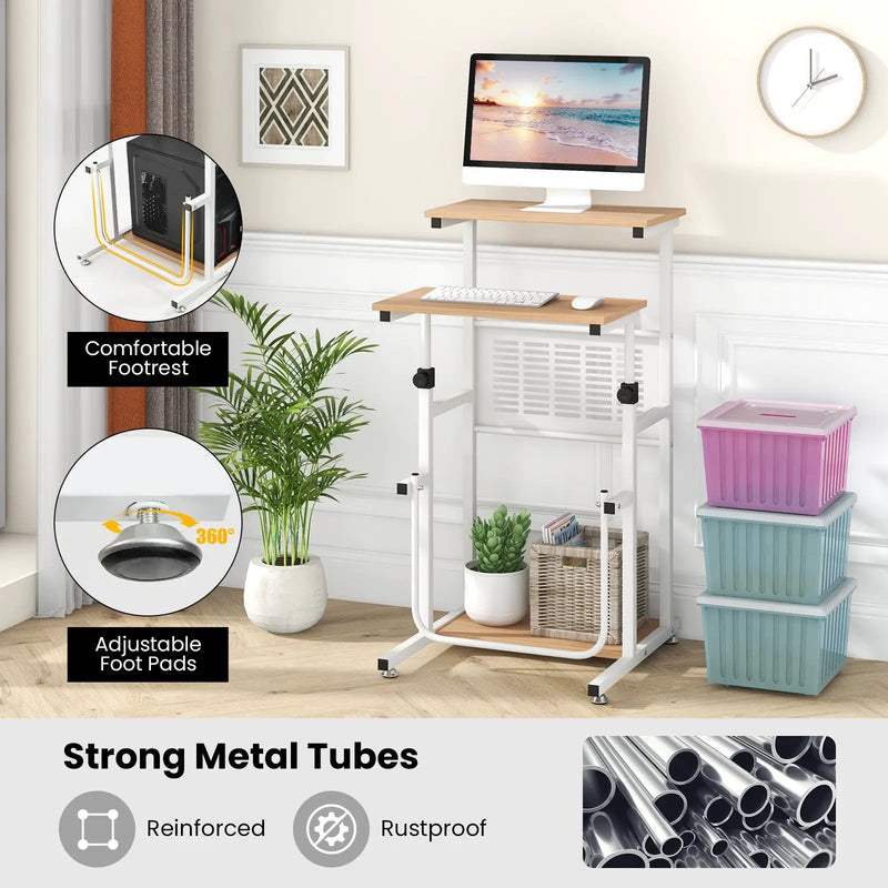 Standing Desk for Small Space Sit Stand Desk with Height Adjustable Desktop by DirectDeals
