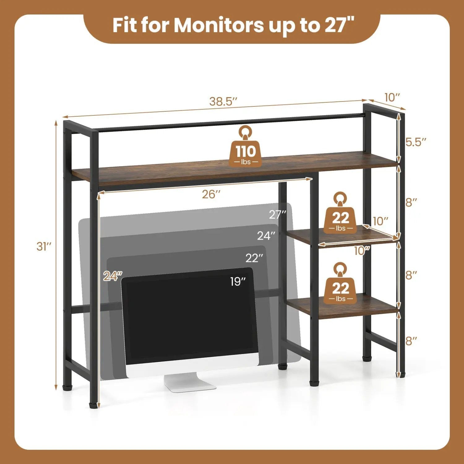Desktop Bookshelf 38.5" with Storage Display Rack by DirectDeals