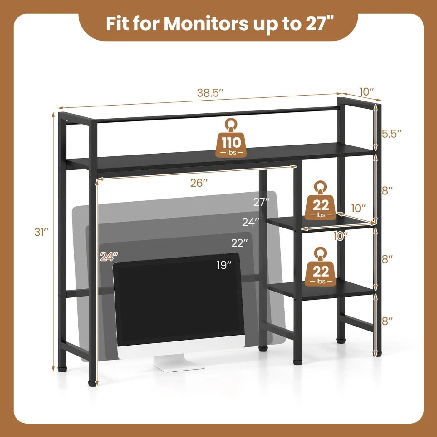 Desktop Bookshelf 38.5" with Storage Display Rack by DirectDeals