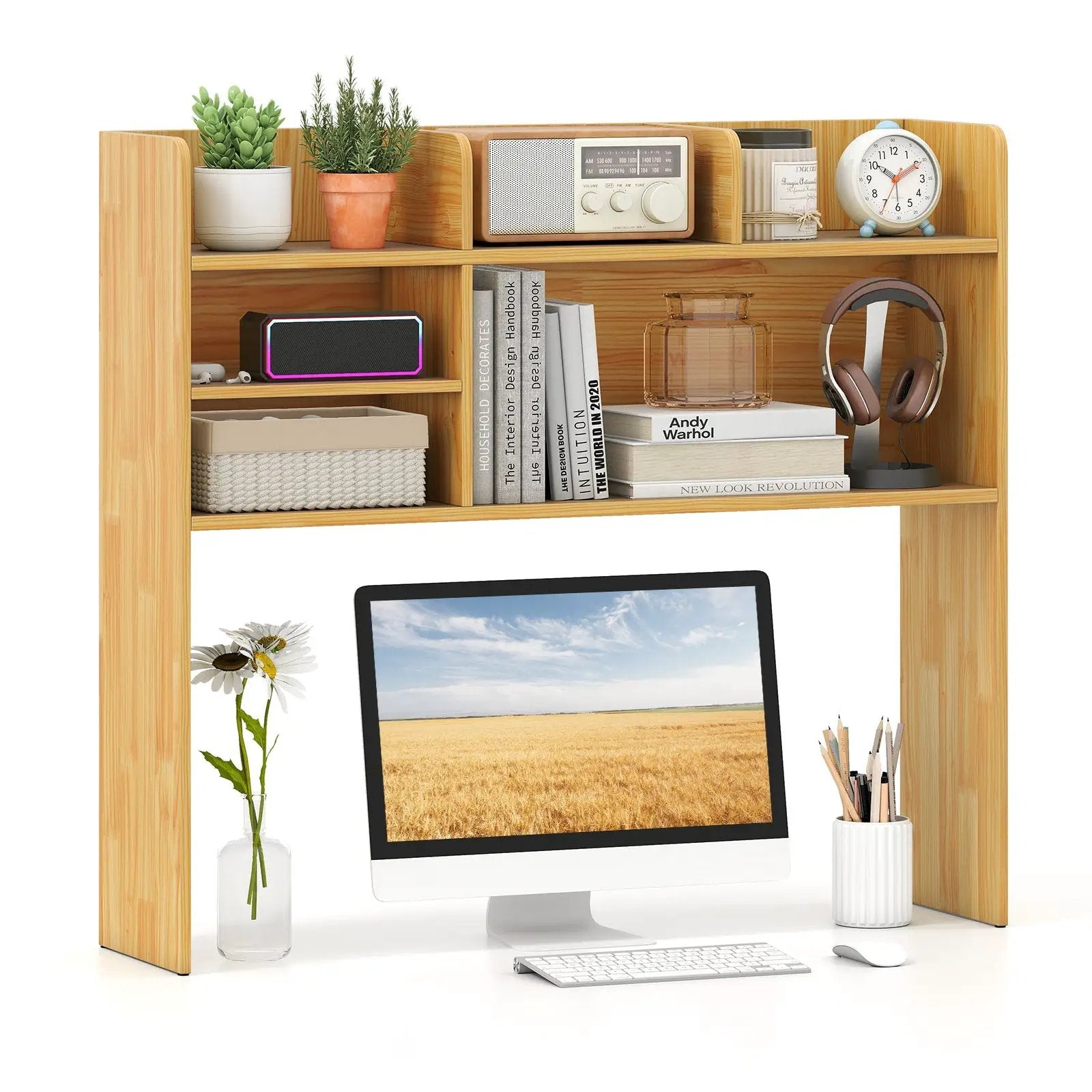 Desktop Bookshelf Countertop Storage Hutch with 6 Shelves by DirectDeals