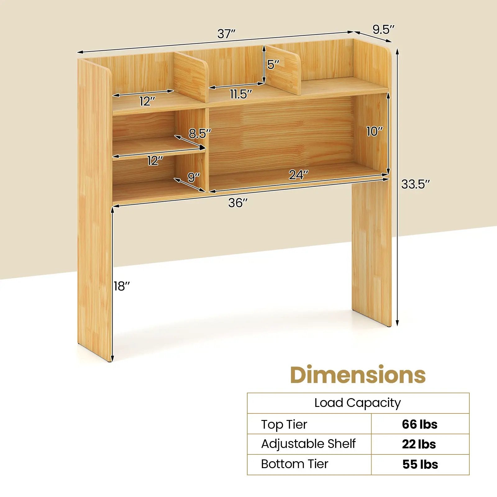 Desktop Bookshelf Countertop Storage Hutch with 6 Shelves by DirectDeals