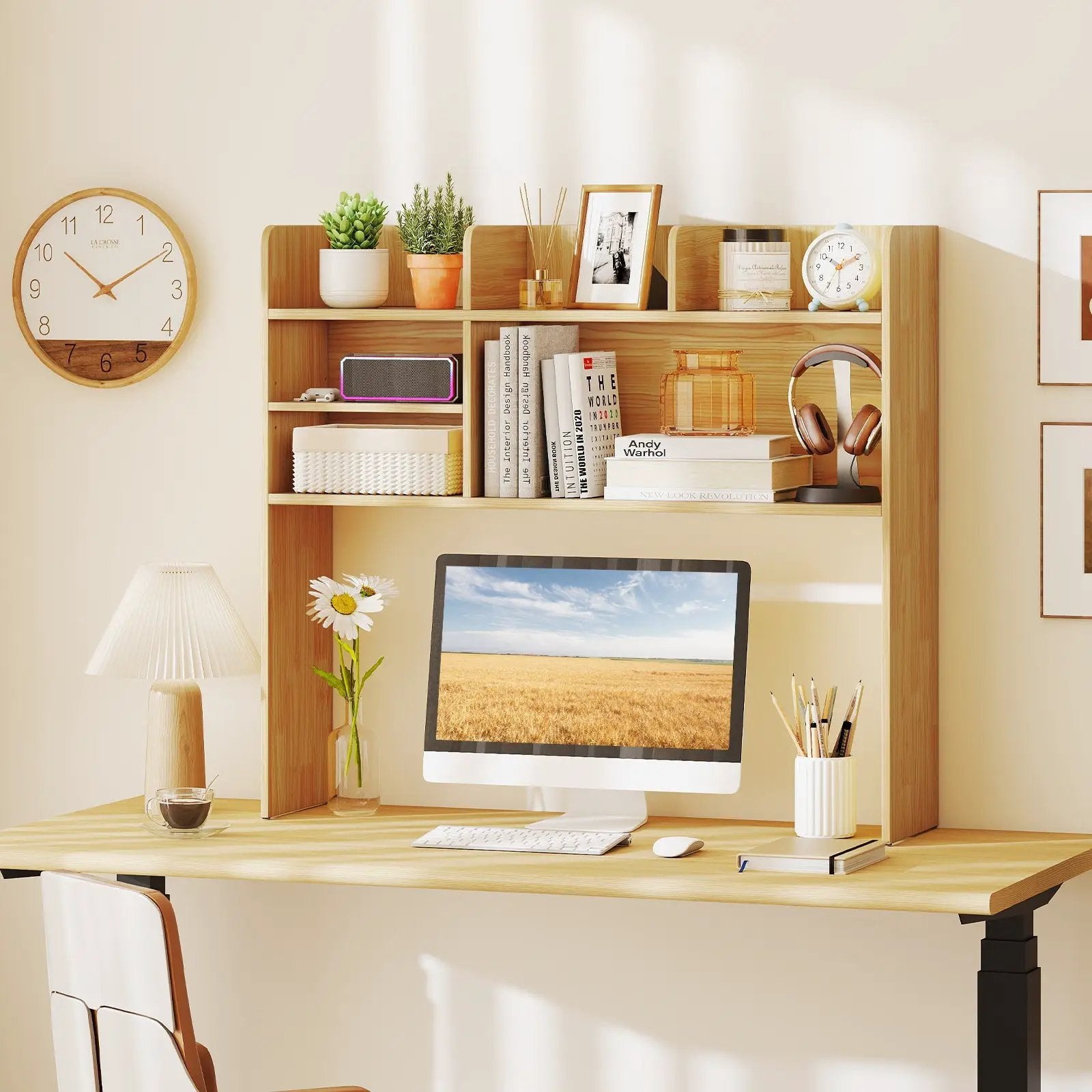Desktop Bookshelf Countertop Storage Hutch with 6 Shelves by DirectDeals
