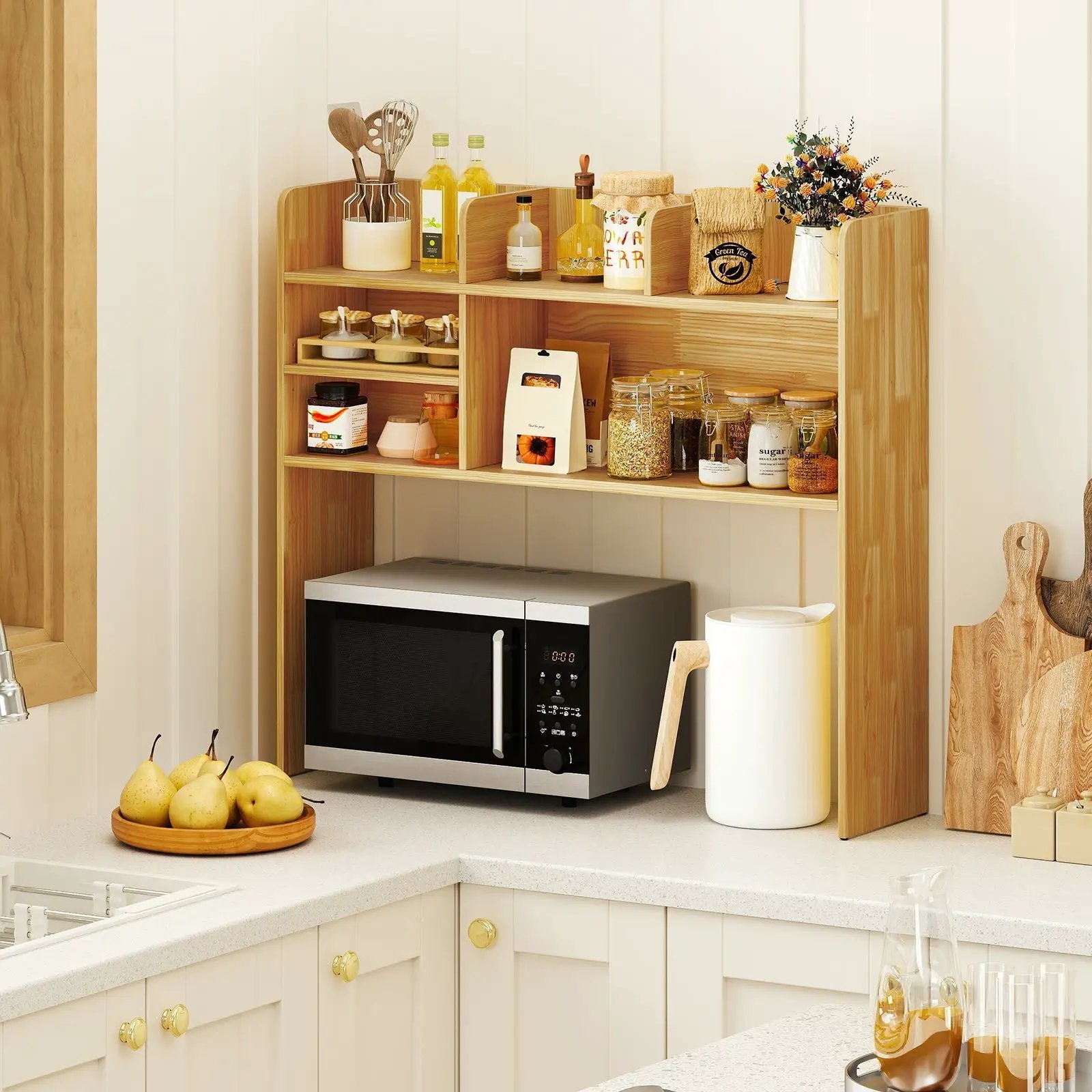 Desktop Bookshelf Countertop Storage Hutch with 6 Shelves by DirectDeals
