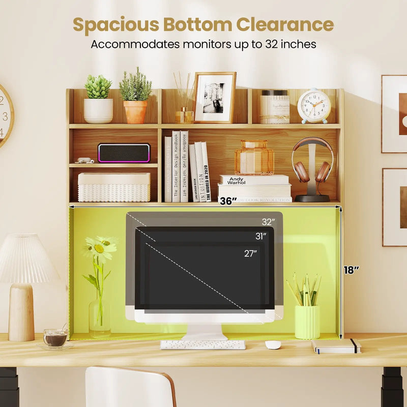 Desktop Bookshelf Countertop Storage Hutch with 6 Shelves by DirectDeals