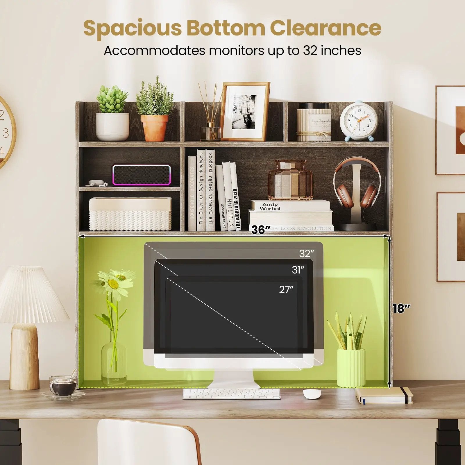 Desktop Bookshelf Countertop Storage Hutch with 6 Shelves by DirectDeals