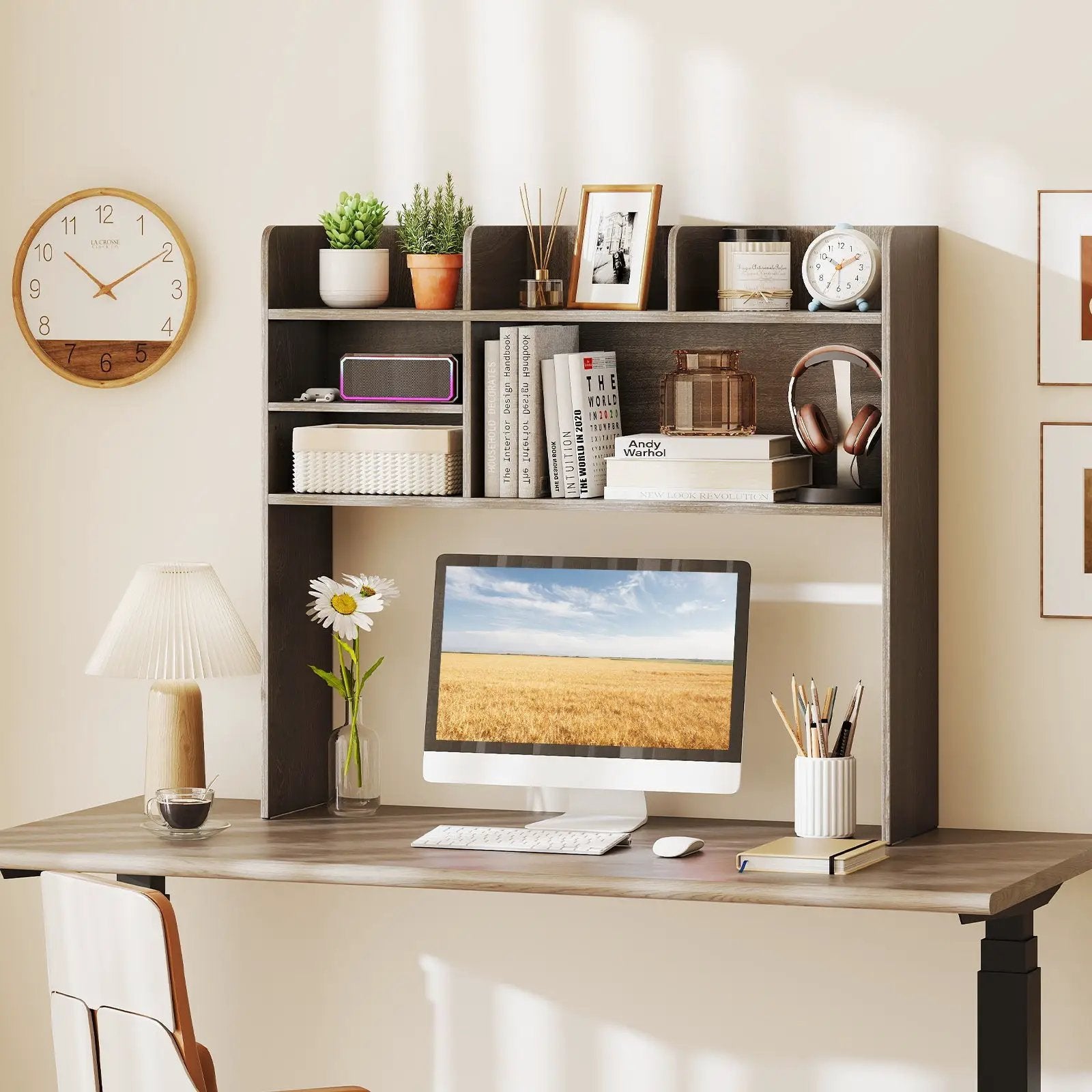 Desktop Bookshelf Countertop Storage Hutch with 6 Shelves by DirectDeals