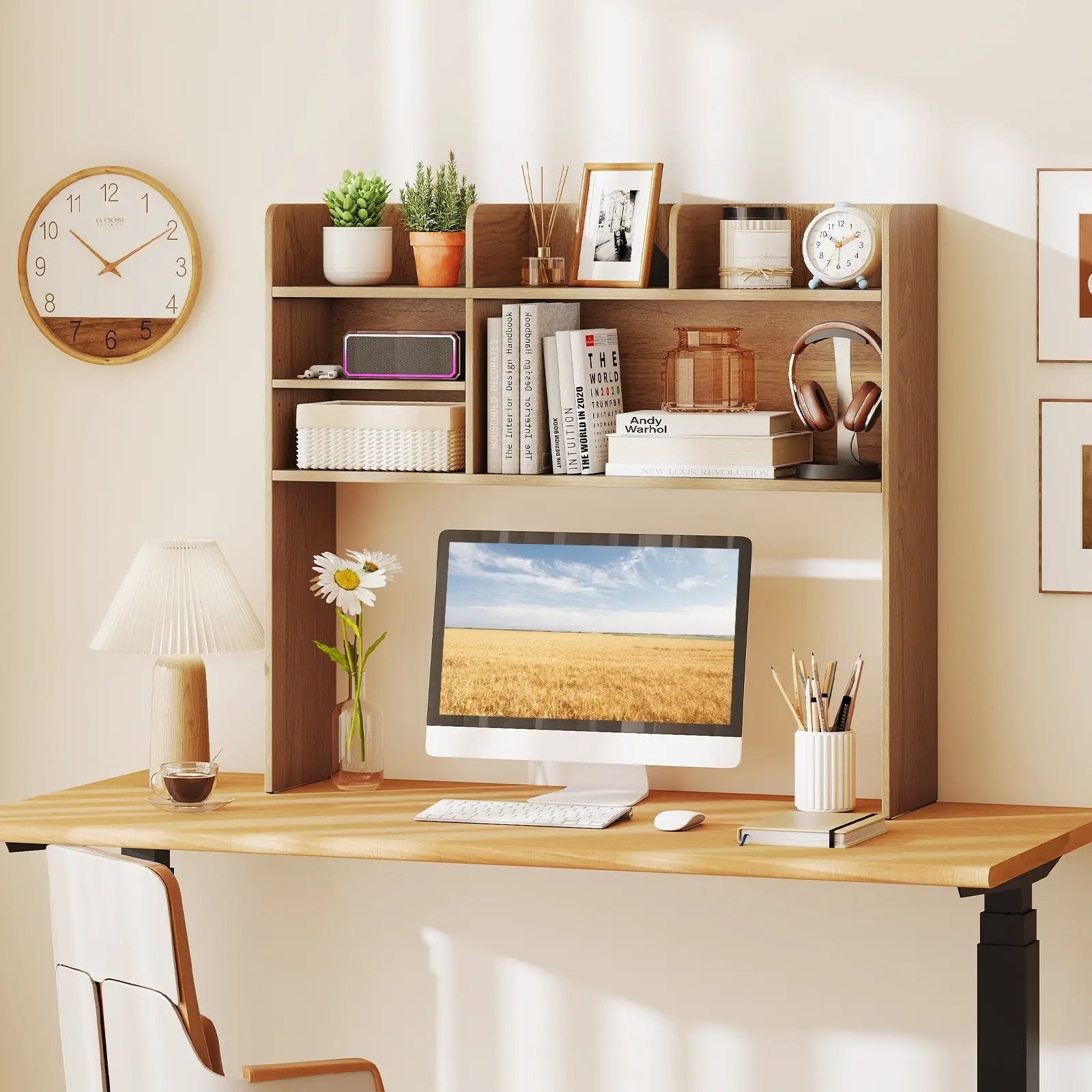 Desktop Bookshelf Countertop Storage Hutch with 6 Shelves by DirectDeals