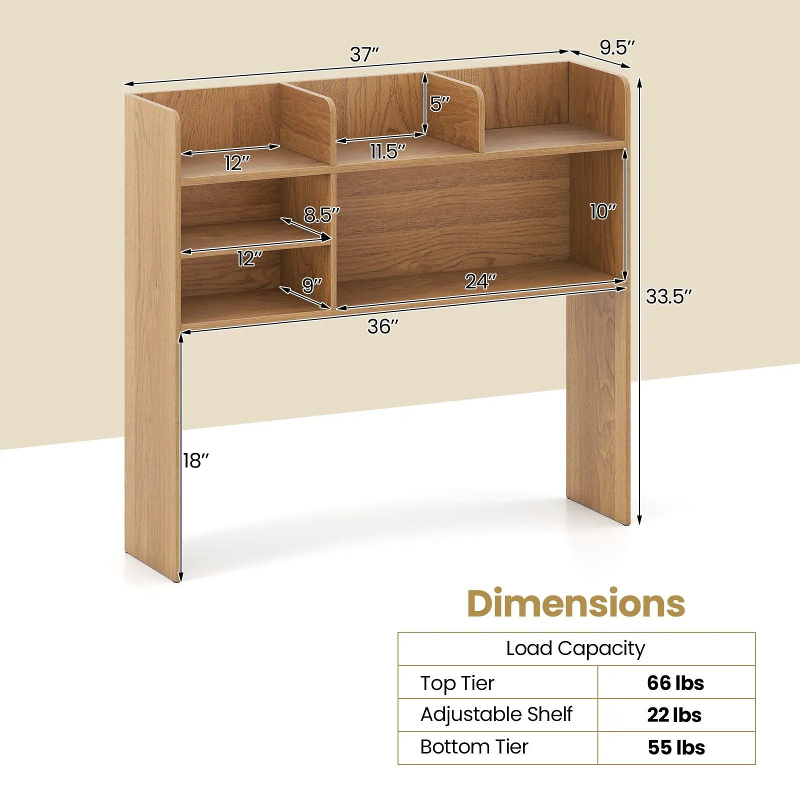 Desktop Bookshelf Countertop Storage Hutch with 6 Shelves by DirectDeals