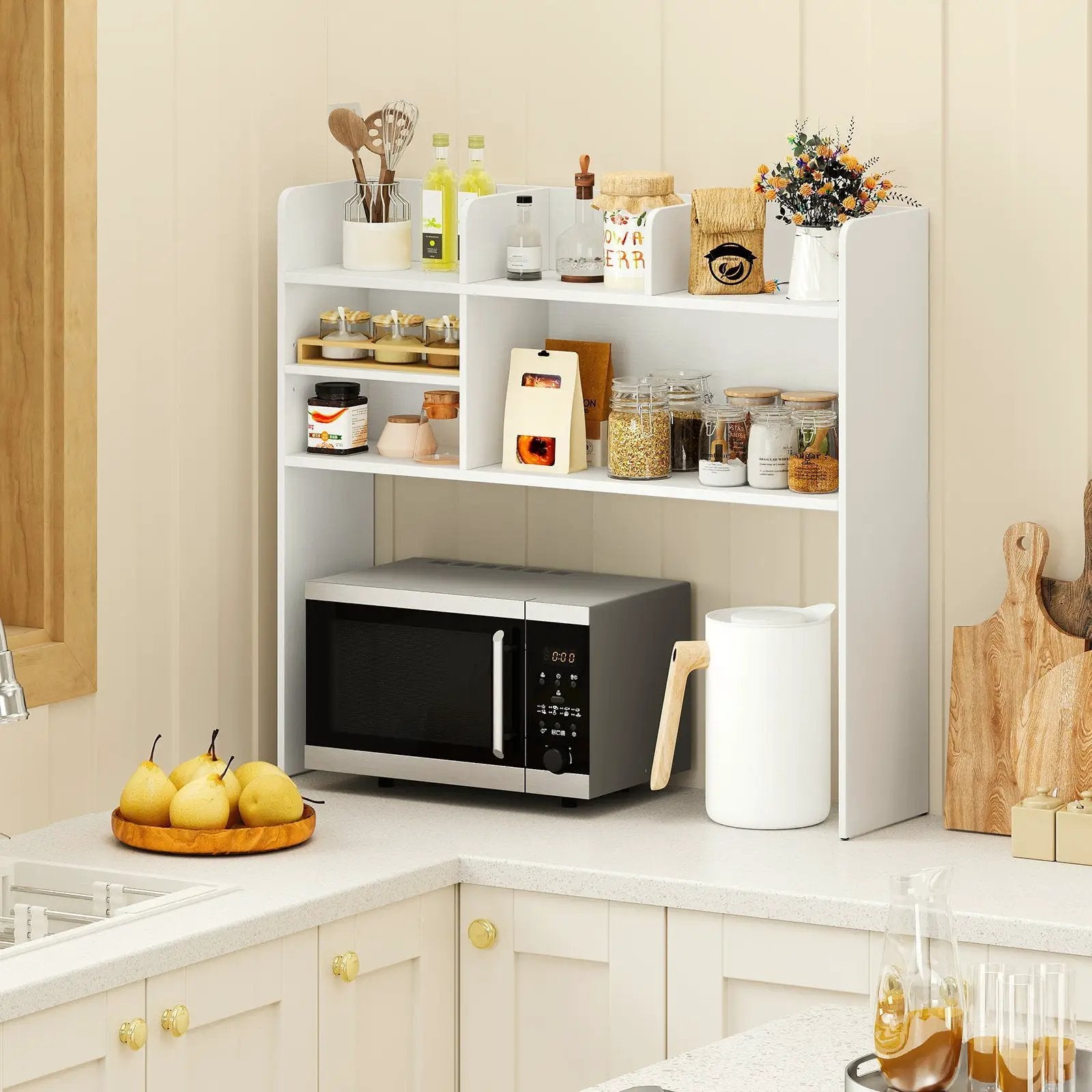 Desktop Bookshelf Countertop Storage Hutch with 6 Shelves by DirectDeals