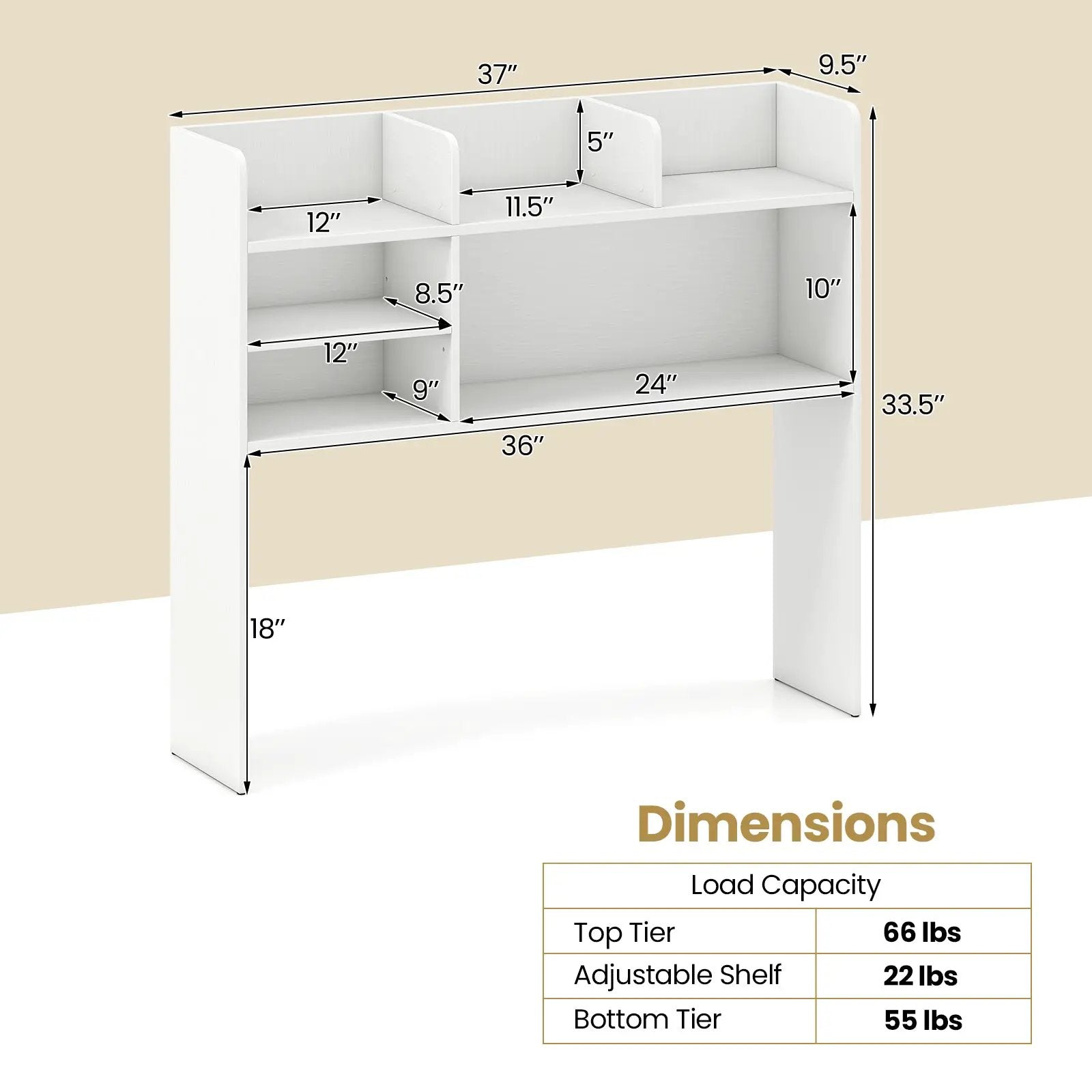 Desktop Bookshelf Countertop Storage Hutch with 6 Shelves by DirectDeals