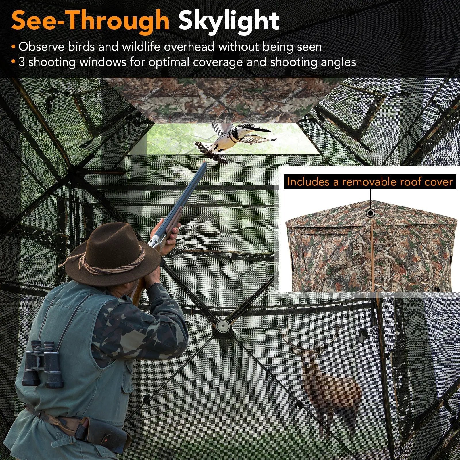 5-IN-1 Detachable Hunting Blind for 2-3 People with Skylight by DirectDeals