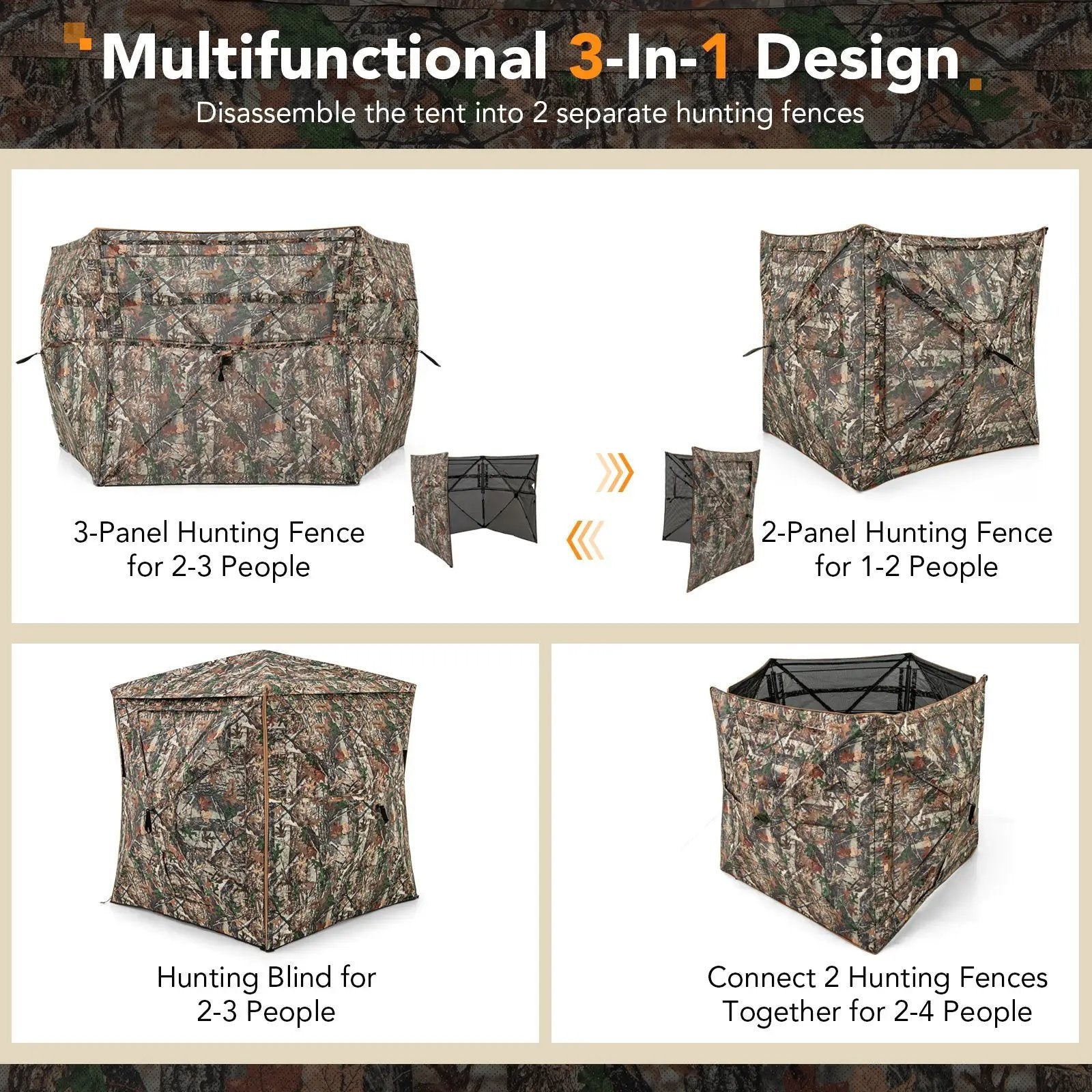 5-IN-1 Detachable Hunting Blind for 2-3 People with Skylight by DirectDeals