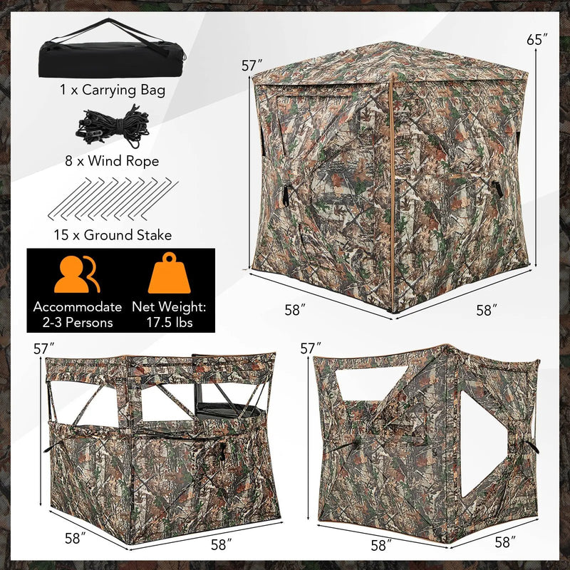 5-IN-1 Detachable Hunting Blind for 2-3 People with Skylight by DirectDeals