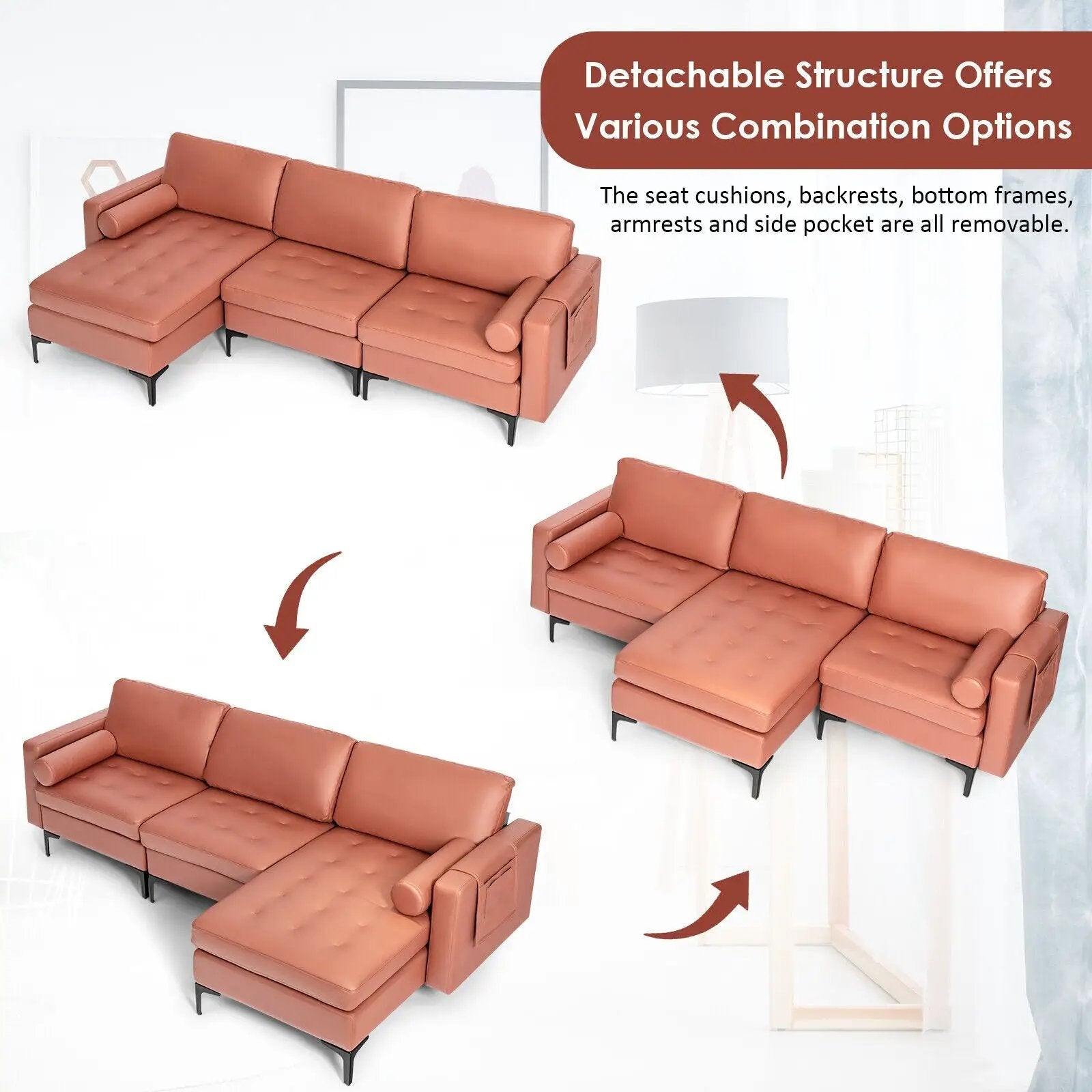 3-Seat L-Shaped Sectional Sofa with USB Ports & Storage by DirectDeals