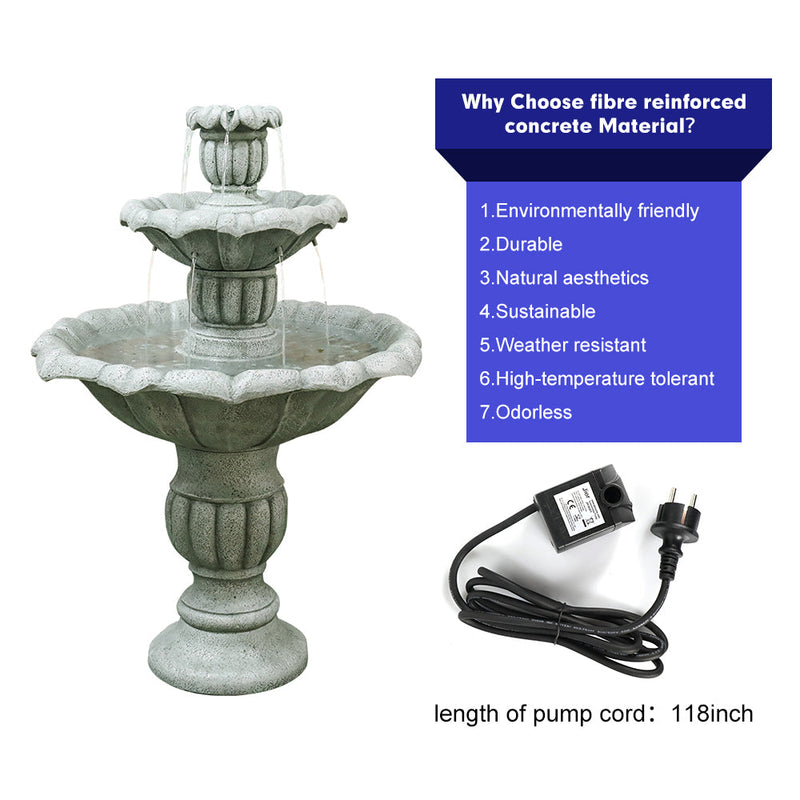 Concrete Lotus Fountain Tiered Outdoor, detail