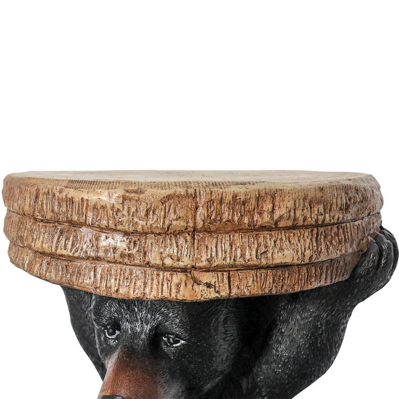 Concrete Outdoor Side Table Bear Holding Top 15 Inch, detail