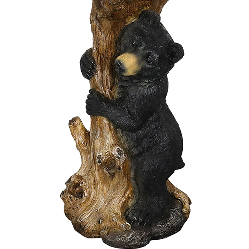 Concrete Bear Bird Bath Cub Climbing Stump 23 Inch, close-up of the surface
