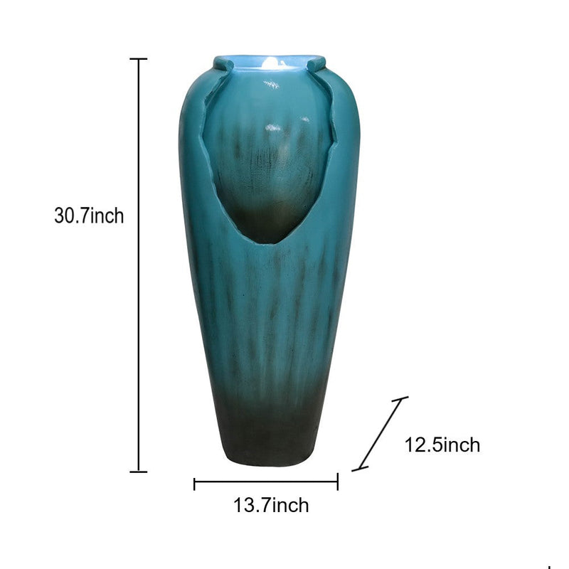 Resin Glazed Cutout Urn Outdoor Water Fountain 30 Inch, dimensions drawing