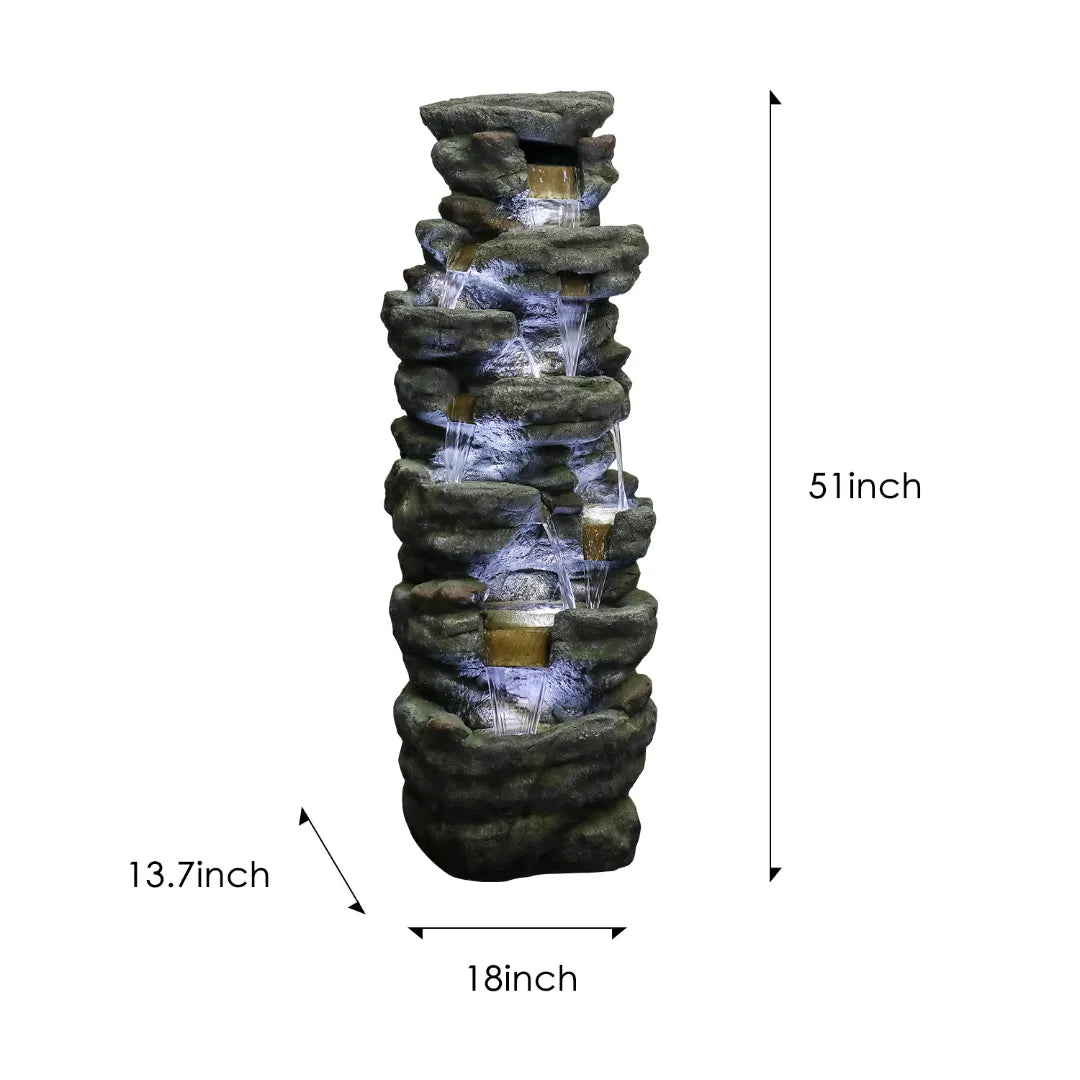 Resin River Rock Outdoor Fountain Pillar 51 Inch 52 lb, dimensions drawing