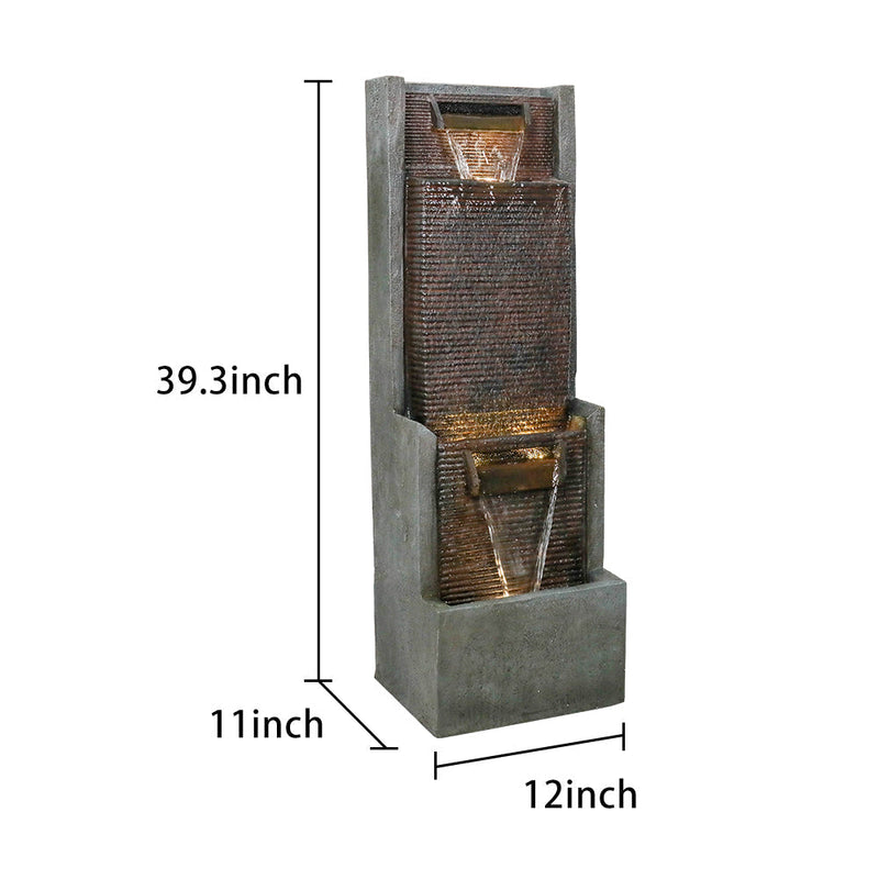 Resin Slim Outdoor Wall Fountain 39 Inch 11 Inch Deep, dimensions drawing