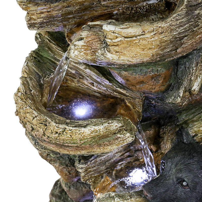 Resin Two Bear Cub Animal Outdoor Water Fountain 39 in, detail