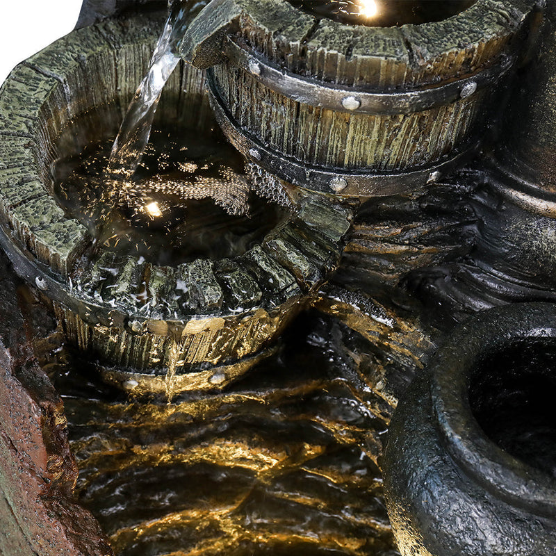 Resin Hand Pump Barrel Farmhouse Outdoor Fountain 32 in, detail