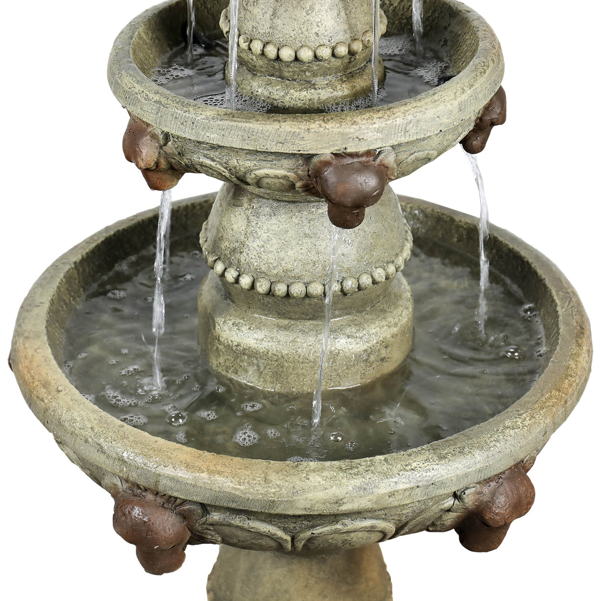 Concrete Lion Head Fountain 3 Tier Outdoor, detail