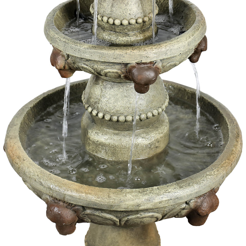 Concrete Lion Head Fountain 3 Tier Outdoor, detail