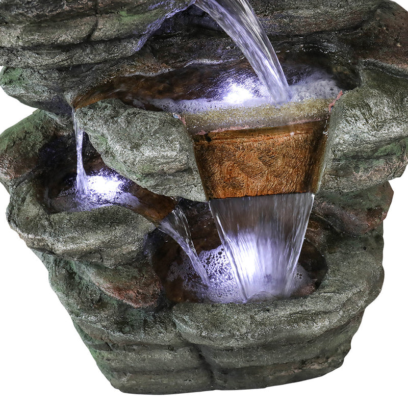 Resin Serpentine Slate Column Cascading Outdoor Fountain, detail