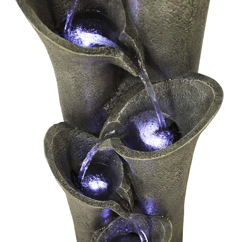 Resin Angled Pillar Outdoor Floor Fountain 39 in 14 lb, detail