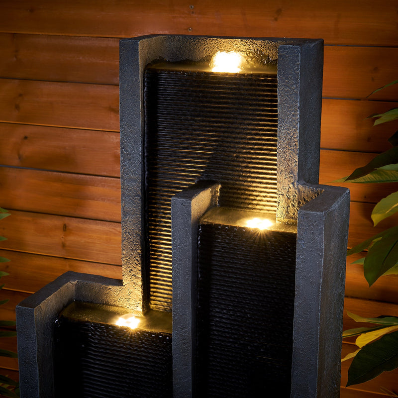 Resin Ribbed Slate Outdoor Water Fountain Quiet 50 in, detail