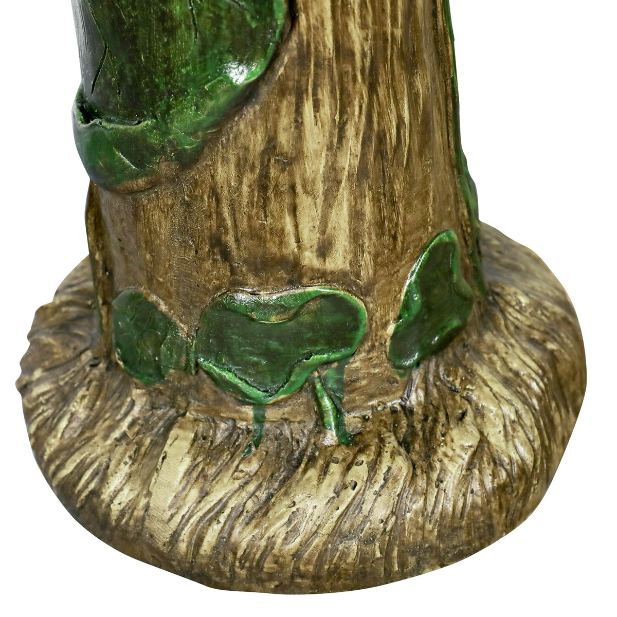 Concrete Rustic Bird Bath Carved Trunk 24 Inch, detail