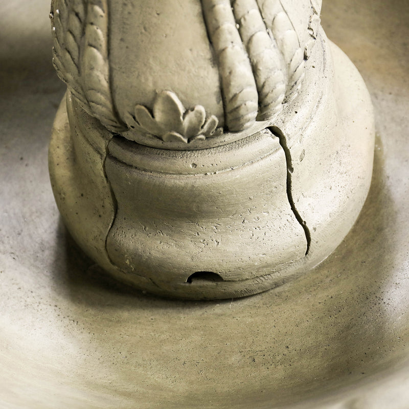 Concrete Water Fountain Pedestal Scalloped 3 Tier, detail