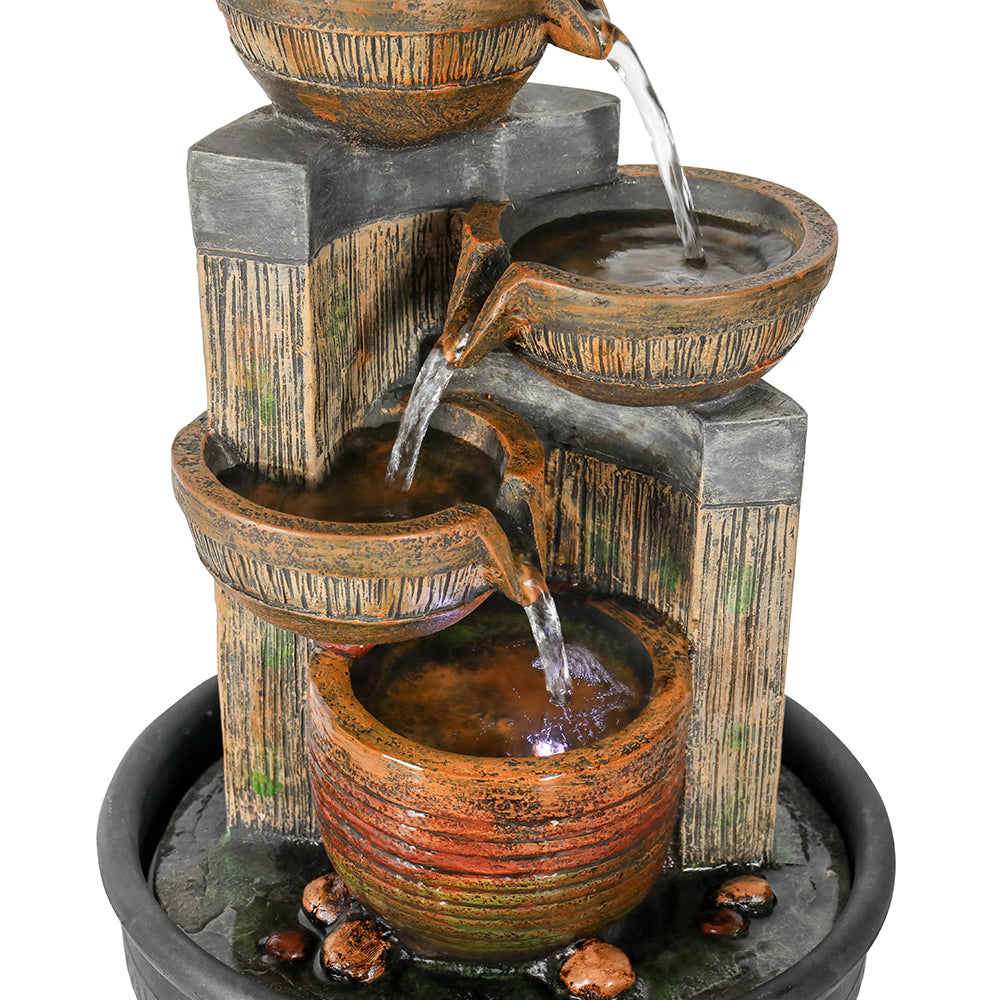 Resin Terracotta 5 Tier Tabletop Fountain 15 Inch LED, detail