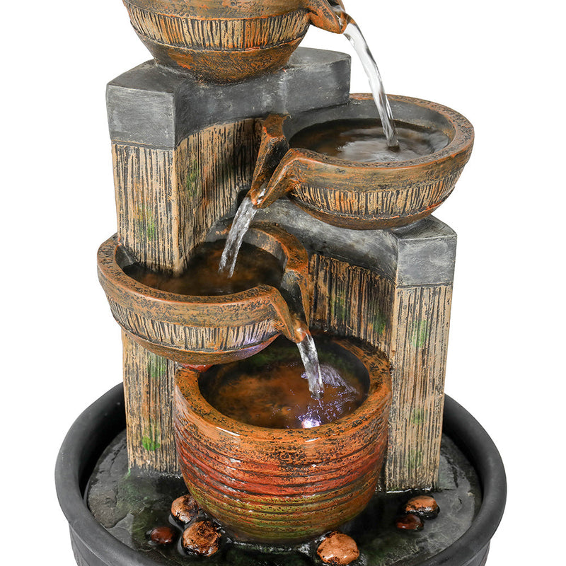 Resin Terracotta 5 Tier Tabletop Fountain 15 Inch LED, detail