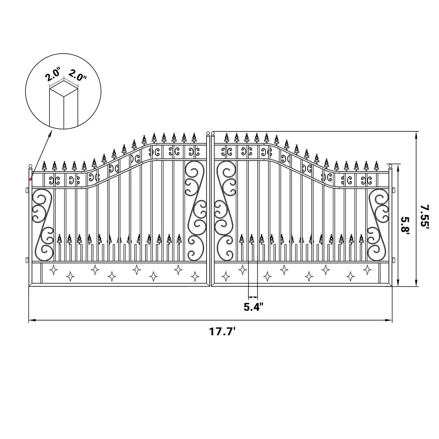 18x8 ft Steel Dual Swing Driveway Gate by Chery Industrial