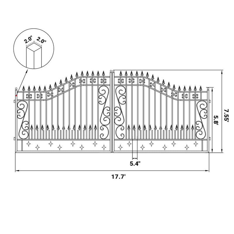 18x8 ft Steel Dual Swing Driveway Gate by Chery Industrial