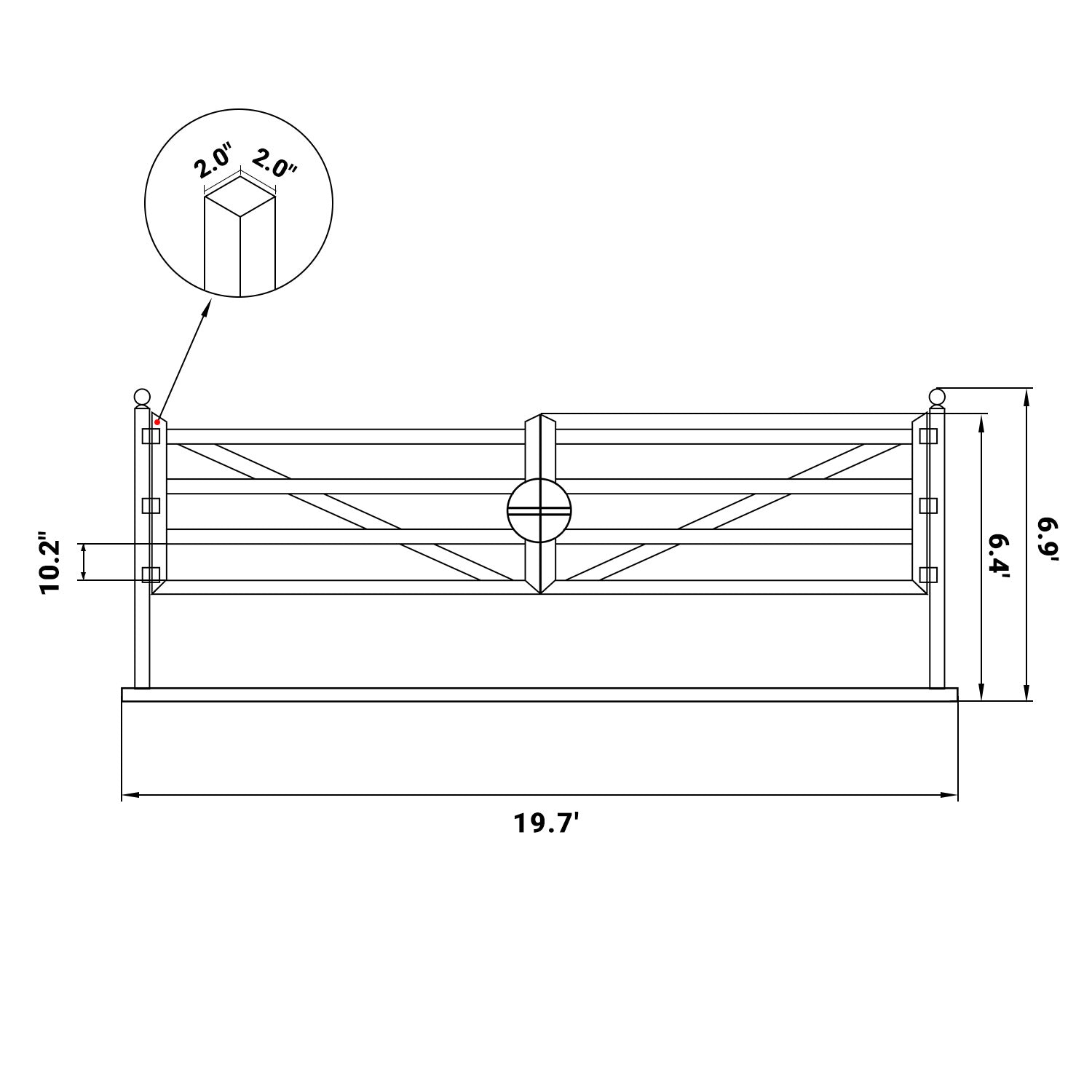 20 ft Farm Driveway Gate with Diagonal Tubes, Dual Swing by Chery Industrial