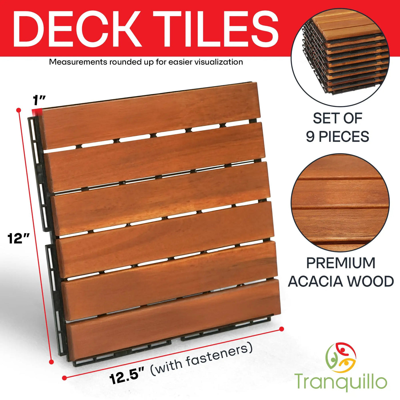 Solid Wood Deck Tiles 6 Slat Set 9 by Megsu