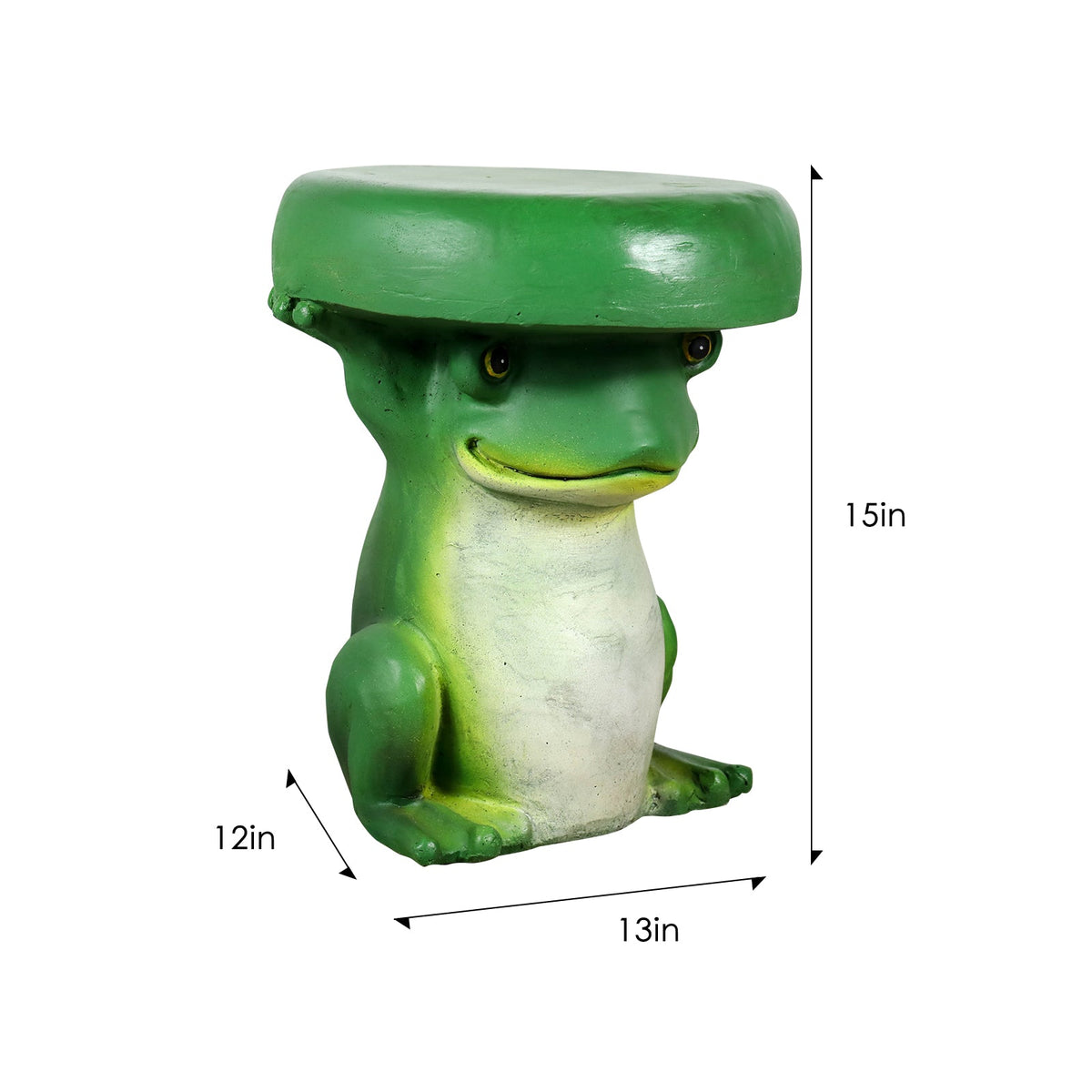 Concrete Garden Stool Frog Lily Pad Seat 15 Inch, dimensions drawing