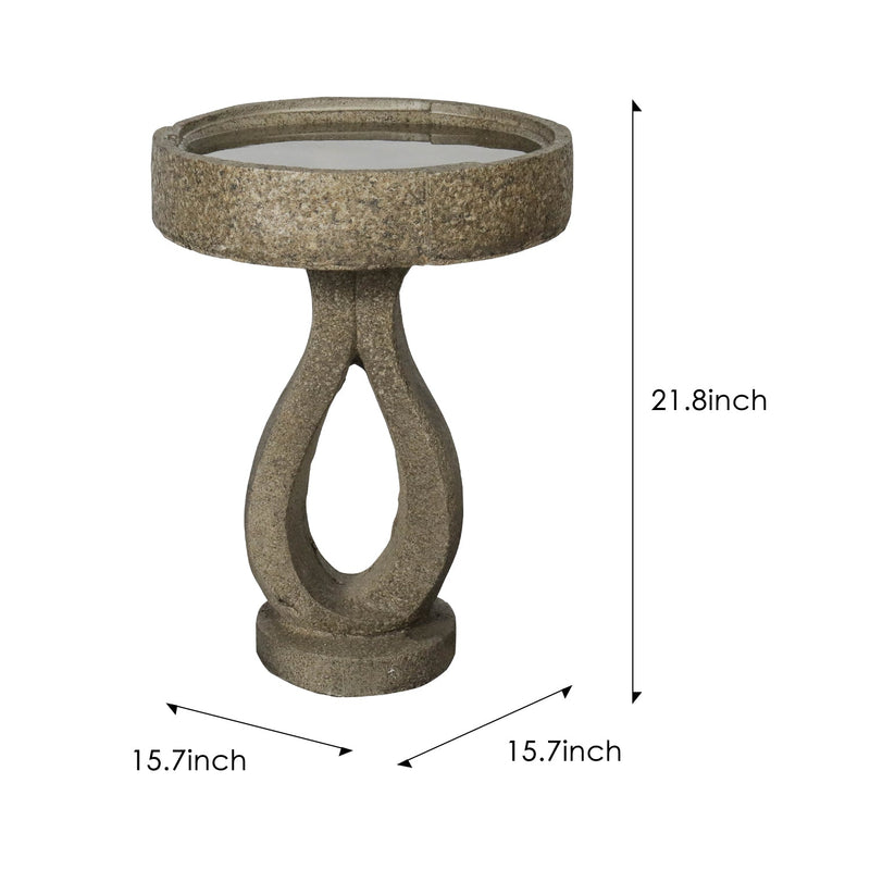 Concrete Contemporary Bird Bath Open Loop 22 Inch, dimensions drawing