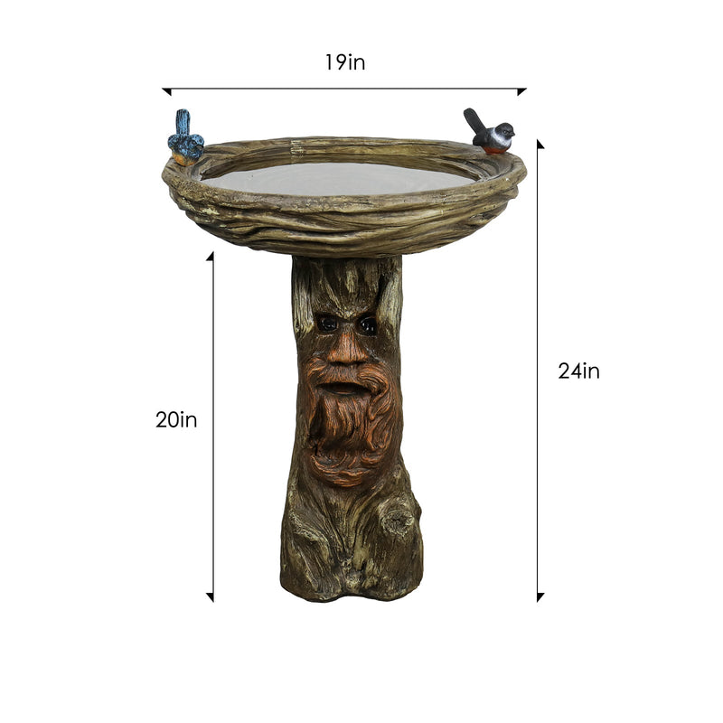 Concrete Stone Bird Bath Old Man Tree Face 23 Inch, dimensions drawing